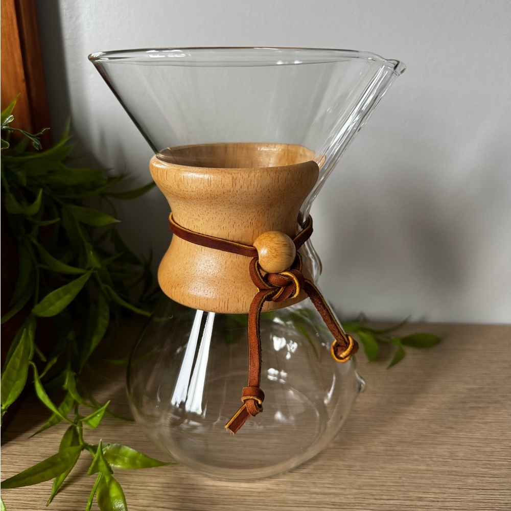 Glass Coffee Carafe with Wooden Collar